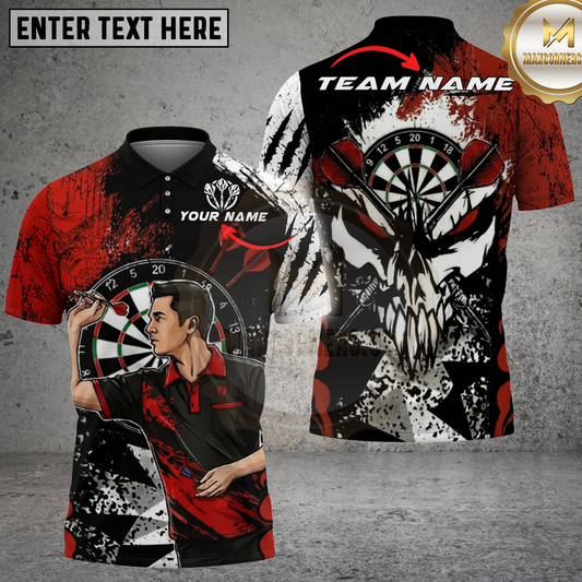 Maxcorners Dart Shirt Skull Warrior Dart Player Multicolor Options Personalized Name, Team Name 3D Shirt