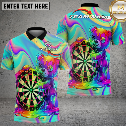 Maxcorners Dart Bear Rainbow Melt Art Multicolor Options Personalized Name, Team Name 3D Shirt