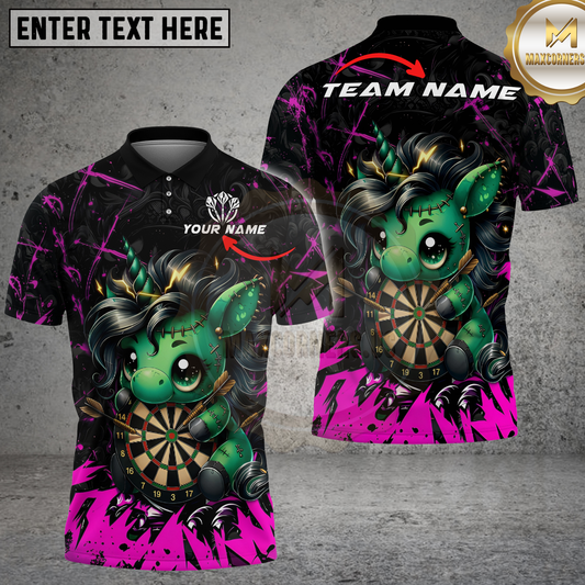 Maxcorners Dart Shirt Gothic Zombie Unicorn Multicolor Options Personalized Name, Team Name 3D Shirt