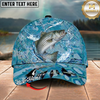Maxcorners Fishing Cap Light Blue Splash Design Multicolor Options Personalized Name (12 Fish Species)