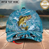 Maxcorners Fishing Cap Light Blue Splash Design Multicolor Options Personalized Name (12 Fish Species)