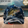 Maxcorners Fishing Cap Dark Ocean Camo Design Multicolor Options Personalized Name (12 Fish Species)