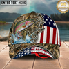 Maxcorners Fishing Cap Woodland Patriotic Design Multicolor Options Personalized Name (12 Fish Species)