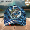 Maxcorners Fishing Cap Patriotic Blue Camo Design Multicolor Options Personalized Name (12 Fish Species)