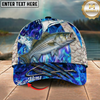Maxcorners Fishing Cap Blue Flame Water Splash Design Multicolor Options Personalized Name (12 Fish Species)