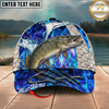 Maxcorners Fishing Cap Blue Flame Water Splash Design Multicolor Options Personalized Name (12 Fish Species)