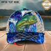 Maxcorners Fishing Cap Blue Flame Water Splash Design Multicolor Options Personalized Name (12 Fish Species)