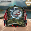 Maxcorners Fishing Cap Vintage USA Camo Design Multicolor Options Personalized Name
