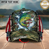Maxcorners Fishing Cap Vintage USA Camo Design Multicolor Options Personalized Name