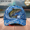 Maxcorners Fishing Cap Blue Water Splash Design Multicolor Options Personalized Name (12 Fish Species)