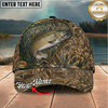 Maxcorners Fishing Cap Woodland Camo Design Multicolor Options Personalized Name (12 Fish Species)
