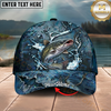 Maxcorners Fishing Cap Dark Water Splash Design Multicolor Options Personalized Name (12 Fish Species)