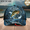 Maxcorners Fishing Cap Dark Water Splash Design Multicolor Options Personalized Name (12 Fish Species)