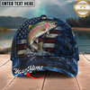 Maxcorners Fishing Cap Patriotic USA Flag Design Multicolor Options Personalized Name