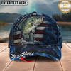 Maxcorners Fishing Cap Patriotic USA Flag Design Multicolor Options Personalized Name