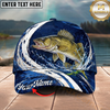 Maxcorners Fishing Cap Navy Water Splash Design Multicolor Options Personalized Name (12 Fish Species)