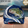 Maxcorners Fishing Cap Navy Water Splash Design Multicolor Options Personalized Name (12 Fish Species)
