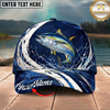 Maxcorners Fishing Cap Navy Water Splash Design Multicolor Options Personalized Name (12 Fish Species)
