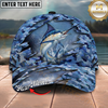 Maxcorners Fishing Cap Blue Camo Rip-Through Design Multicolor Options Personalized Name (12 Fish Species)