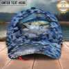 Maxcorners Fishing Cap Blue Camo Rip-Through Design Multicolor Options Personalized Name (12 Fish Species)