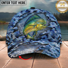Maxcorners Fishing Cap Blue Camo Rip-Through Design Multicolor Options Personalized Name (12 Fish Species)
