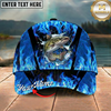Maxcorners Fishing Cap Blue Flame Bass Design Multicolor Options Personalized Name (12 Fish Species)
