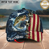 Maxcorners Fishing Cap Patriotic Bass Lace-Up Design Multicolor Options Personalized Name (12 Fish Species)