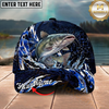 Maxcorners Fishing Cap Midnight Ocean Splash Design Multicolor Options Personalized Name (12 Fish Species)
