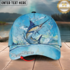Maxcorners Fishing Cap Sky Blue Splash Design Multicolor Options Personalized Name (12 Fish Species)