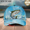 Maxcorners Fishing Cap Sky Blue Splash Design Multicolor Options Personalized Name (12 Fish Species)