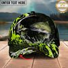 Maxcorners Fishing Cap Neon Green Splash Design Multicolor Options Personalized Name (12 Fish Species)