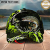 Maxcorners Fishing Cap Neon Green Splash Design Multicolor Options Personalized Name (12 Fish Species)