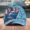Maxcorners Fishing Cap American Flag Fishing Design Multicolor Options Personalized Name (12 Fish Species)