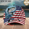 Maxcorners Fishing Cap Patriotic Marlin Design Multicolor Options Personalized Name (12 Fish Species)