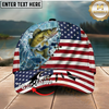 Maxcorners Fishing Cap Patriotic Marlin Design Multicolor Options Personalized Name (12 Fish Species)