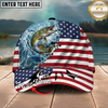 Maxcorners Fishing Cap Patriotic Marlin Design Multicolor Options Personalized Name (12 Fish Species)