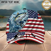 Maxcorners Fishing Cap Patriotic Marlin Design Multicolor Options Personalized Name (12 Fish Species)