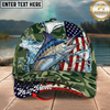 Maxcorners Fishing Cap Patriotic Salmon Camo Design Multicolor Options Personalized Name (12 Fish Species)