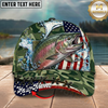 Maxcorners Fishing Cap Patriotic Salmon Camo Design Multicolor Options Personalized Name (12 Fish Species)