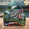 Maxcorners Fishing Cap Patriotic Salmon Camo Design Multicolor Options Personalized Name (12 Fish Species)