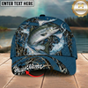 Maxcorners Fishing Cap Blue Marsh Bass Design Multicolor Options Personalized Name (12 Fish Species)