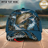 Maxcorners Fishing Cap Blue Marsh Bass Design Multicolor Options Personalized Name (12 Fish Species)