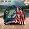 Maxcorners USA Flag Patriotic Style Multicolor Options Personalized Name (12 Fish Species)