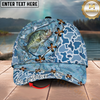 Maxcorners Fishing Cap Light Blue Water Pattern Design Multicolor Options Personalized Name (12 Fish Species)