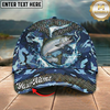 Maxcorners Fishing Cap Blue Camouflage Water Splash Design Multicolor Options Personalized Name (12 Fish Species)
