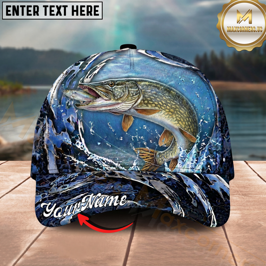 Maxcorners Fishing Cap Midnight Water Swirl Design Multicolor Options Personalized Name (12 Fish Species)