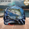 Maxcorners Fishing Cap Midnight Water Swirl Design Multicolor Options Personalized Name (12 Fish Species)