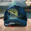 Maxcorners Fishing Cap Midnight Fishing Action Design Multicolor Options Personalized Name (12 Fish Species)