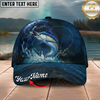 Maxcorners Fishing Cap Midnight Fishing Action Design Multicolor Options Personalized Name (12 Fish Species)