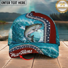 Maxcorners Fishing Cap Patriotic Wave And Zipper Design Multicolor Options Personalized Name (12 Fish Species)